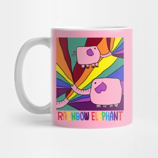 rainbow elephant, pink Mug